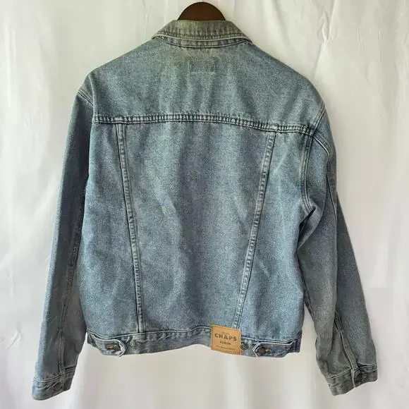 Vintage Chaps Blue Jean Denim Jacket Mens M 100% Cotton Y2K Grunge Streetwear - Picture 13 of 13